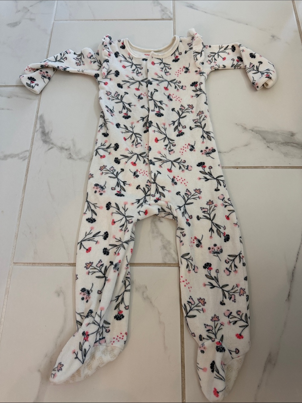 Magnetic Me Cream Floral Footed One-Piece